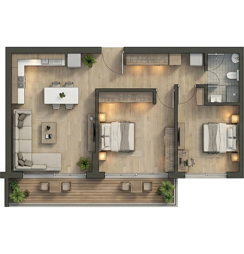 2+1 Daire Planı